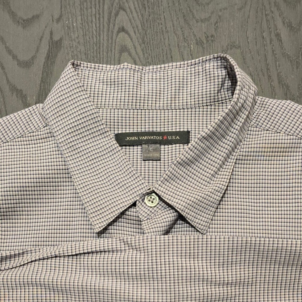 John Varvatos USA Mens Button Up Long Sleeve Casual Shirt Large Plaid Cotton